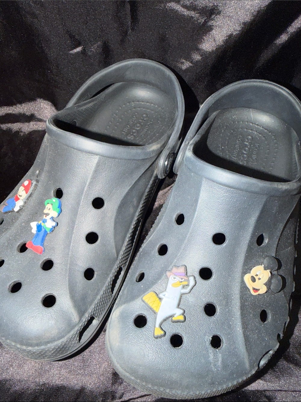 CROCS Black Kids Clogs with Cartoon Charms